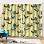 Rooster And Flower Pattern Print Pencil Pleat Curtains