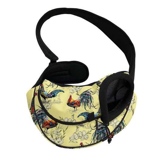 Rooster And Flower Pattern Print Pet Sling Carrier