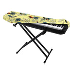 Rooster And Flower Pattern Print Piano Keyboard Cover