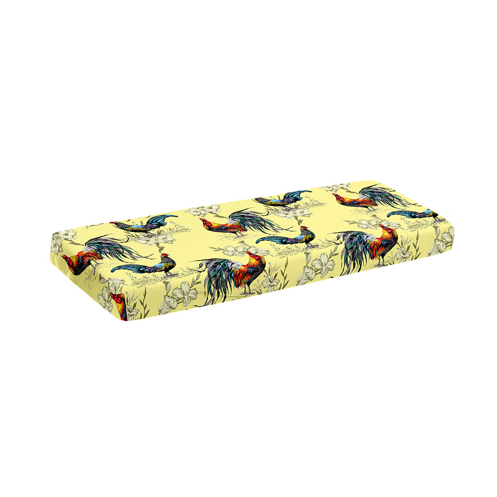 Rooster And Flower Pattern Print Piano Keyboard Cover
