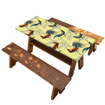 Rooster And Flower Pattern Print Picnic Table Cover