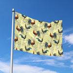 Rooster And Flower Pattern Print Polyester Flag