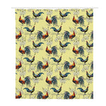 Rooster And Flower Pattern Print Polyester Shower Curtain