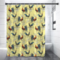 Rooster And Flower Pattern Print Premium Shower Curtain