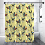 Rooster And Flower Pattern Print Premium Shower Curtain