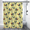 Rooster And Flower Pattern Print Premium Shower Curtain