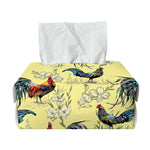 Rooster And Flower Pattern Print Rectangle Tissue Box Cover