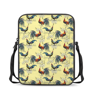 Rooster And Flower Pattern Print Rectangular Crossbody Bag