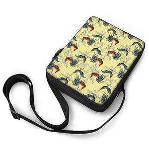 Rooster And Flower Pattern Print Rectangular Crossbody Bag