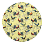 Rooster And Flower Pattern Print Round Blanket