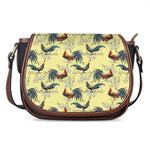 Rooster And Flower Pattern Print Saddle Bag