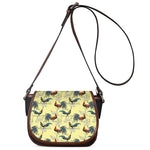 Rooster And Flower Pattern Print Saddle Bag