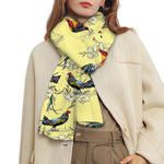 Rooster And Flower Pattern Print Scarf