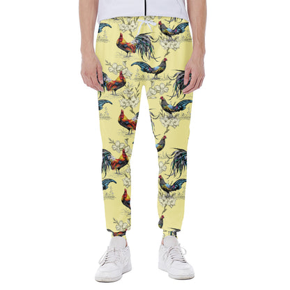 Rooster And Flower Pattern Print Scuba Joggers