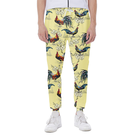 Rooster And Flower Pattern Print Scuba Joggers