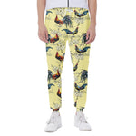 Rooster And Flower Pattern Print Scuba Joggers