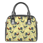 Rooster And Flower Pattern Print Shoulder Handbag