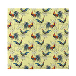 Rooster And Flower Pattern Print Silk Bandana