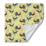 Rooster And Flower Pattern Print Silk Bandana