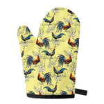 Rooster And Flower Pattern Print Single Oven Mitt