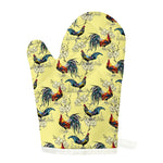 Rooster And Flower Pattern Print Single Oven Mitt