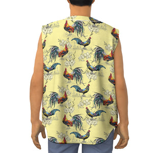 Rooster And Flower Pattern Print Sleeveless Baseball Jersey