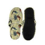 Rooster And Flower Pattern Print Slippers
