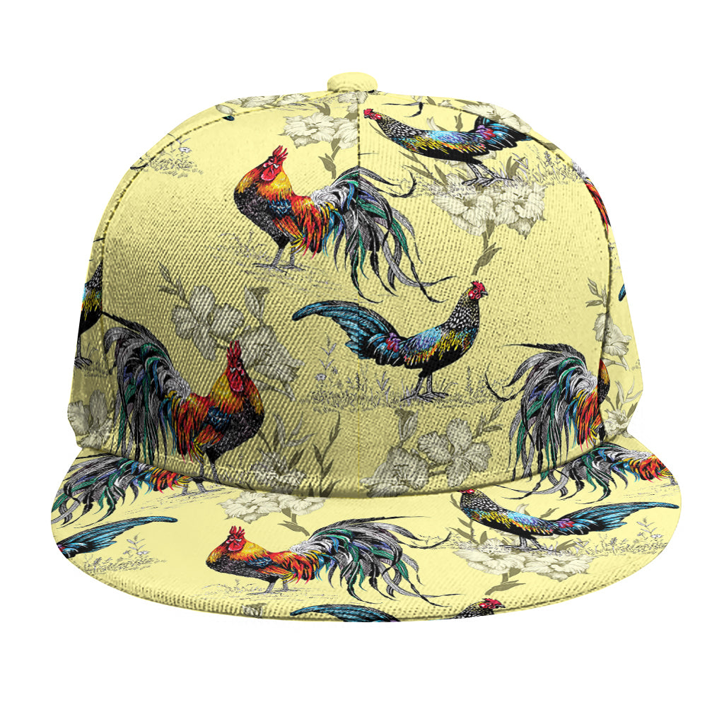 Rooster And Flower Pattern Print Snapback Cap