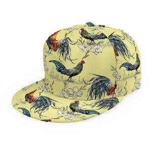 Rooster And Flower Pattern Print Snapback Cap