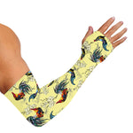 Rooster And Flower Pattern Print Sun Protection Arm Sleeves