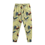 Rooster And Flower Pattern Print Sweatpants