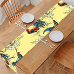 Rooster And Flower Pattern Print Table Runner