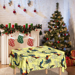 Rooster And Flower Pattern Print Tablecloth