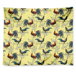 Rooster And Flower Pattern Print Tapestry