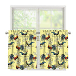 Rooster And Flower Pattern Print Tier Curtains