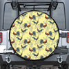 Rooster And Flower Pattern Print Tire Cover