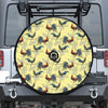 Rooster And Flower Pattern Print Tire Cover With Camera Hole