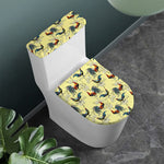Rooster And Flower Pattern Print Toilet Lid And Tank Cover Set