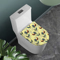 Rooster And Flower Pattern Print Toilet Lid Cover