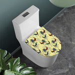 Rooster And Flower Pattern Print Toilet Lid Cover