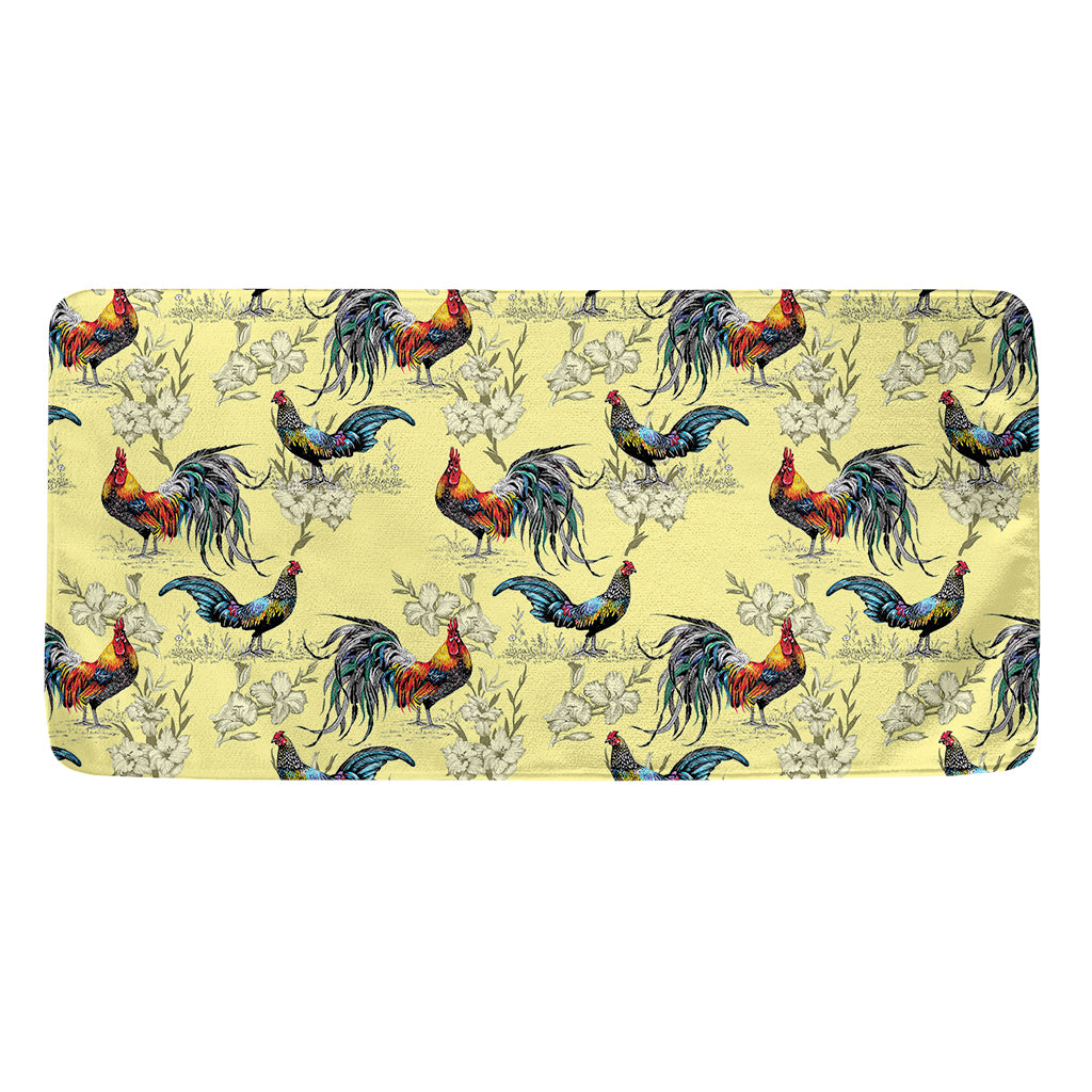Rooster And Flower Pattern Print Towel