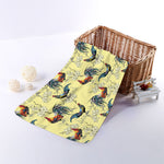 Rooster And Flower Pattern Print Towel