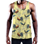 Rooster And Flower Pattern Print Training Tank Top