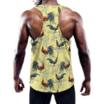 Rooster And Flower Pattern Print Training Tank Top