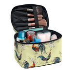 Rooster And Flower Pattern Print Travel Makeup Bag