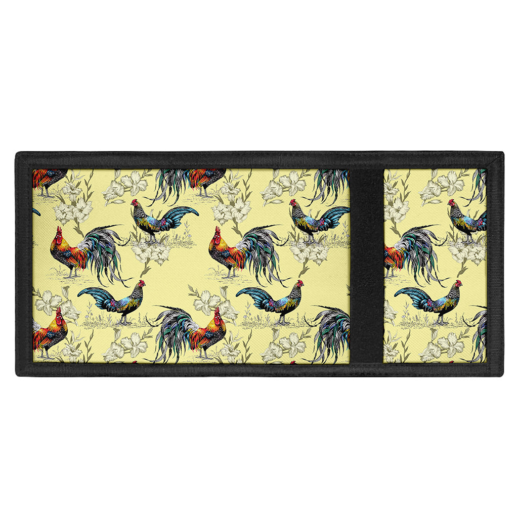 Rooster And Flower Pattern Print Trifold Wallet