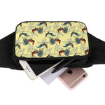 Rooster And Flower Pattern Print Waist Bag