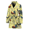 Rooster And Flower Pattern Print Women's Bathrobe