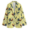 Rooster And Flower Pattern Print Women's Blazer