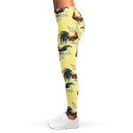 Rooster And Flower Pattern Print Women's Leggings